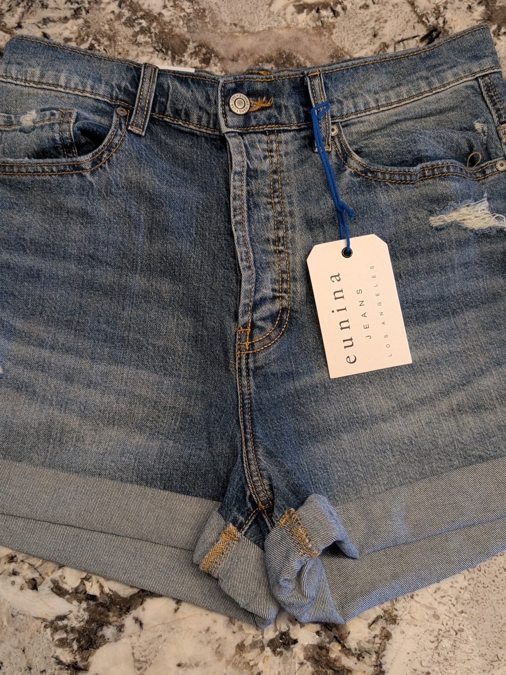 Eunina Light Wash Denim Cuffed Shorts